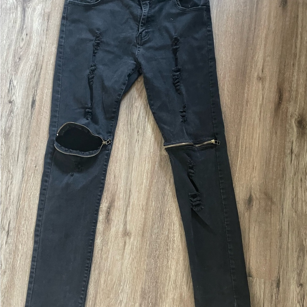 Black Distressed Skinny Jeans